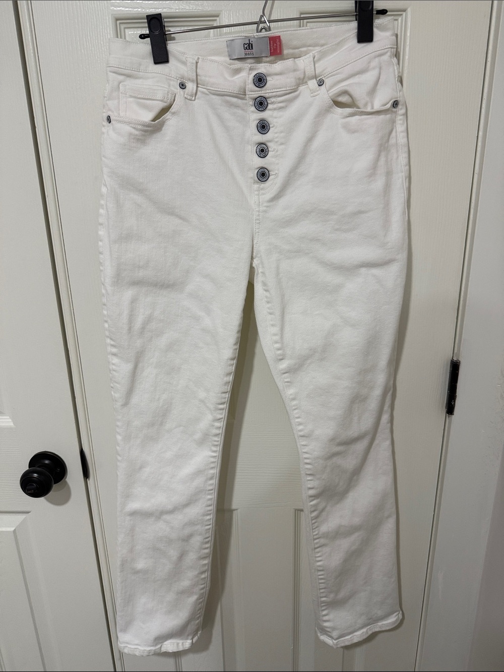 CAbi White Button-Fly Skinny Jeans
